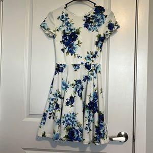 White dress with blue flowers from Dillards